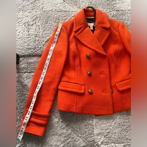 Banana Republic Pea Coat Orange Size XSmall Metal Buttons - Picture 9 of 11
